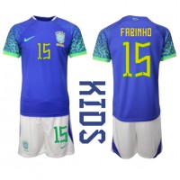 Brasilien Fabinho #15 Udebanesæt Børn VM 2022 Kortærmet (+ Korte bukser)